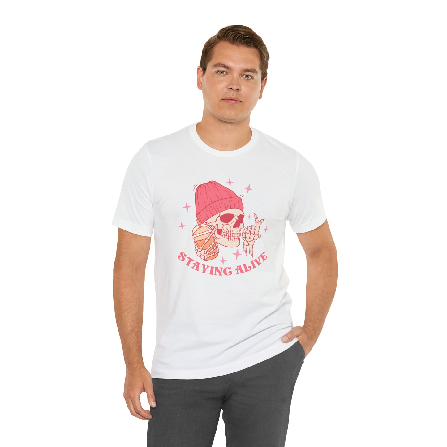 Adult Staying Alive Unisex Jersey Short Sleeve Tee