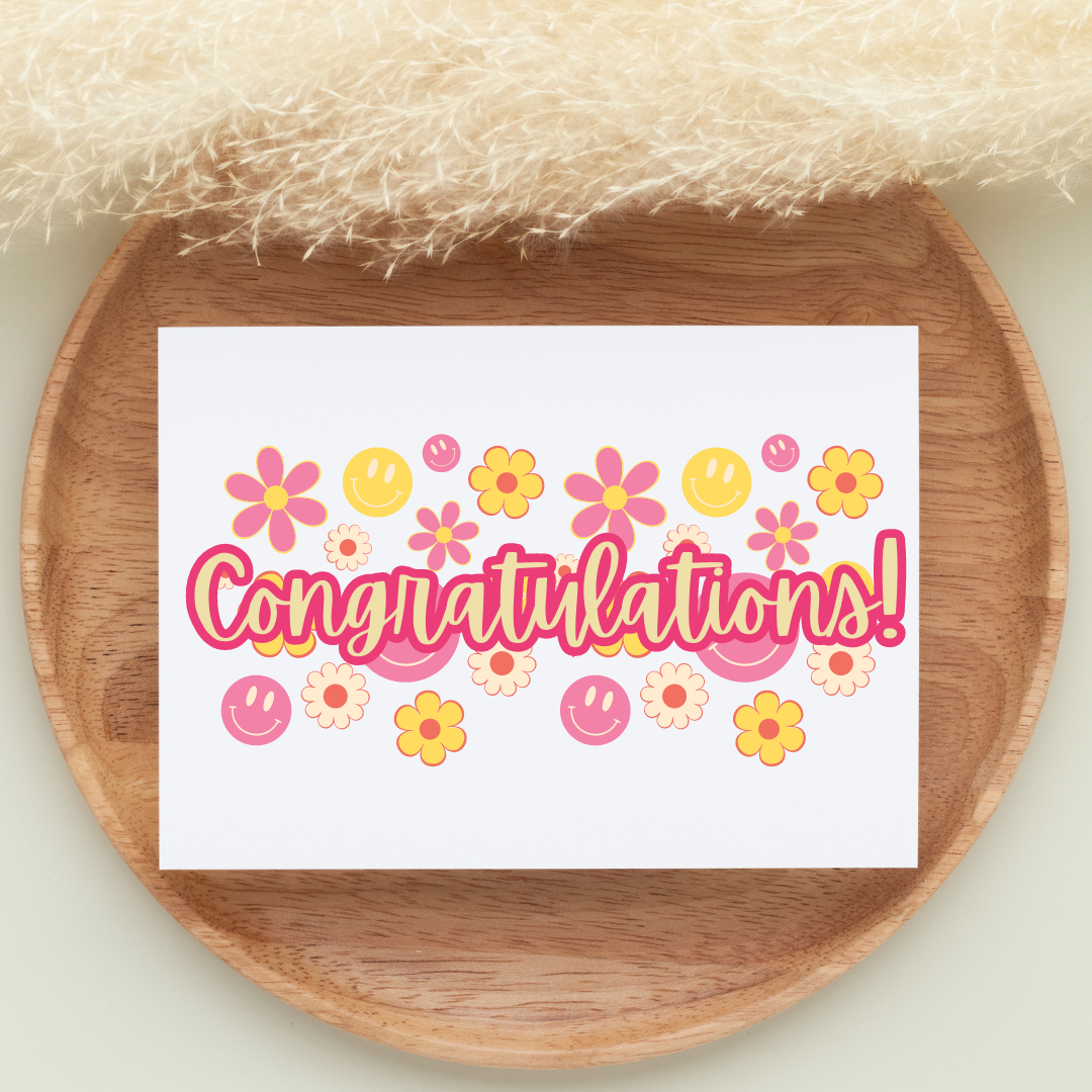 Smiley Floral Congrats Card