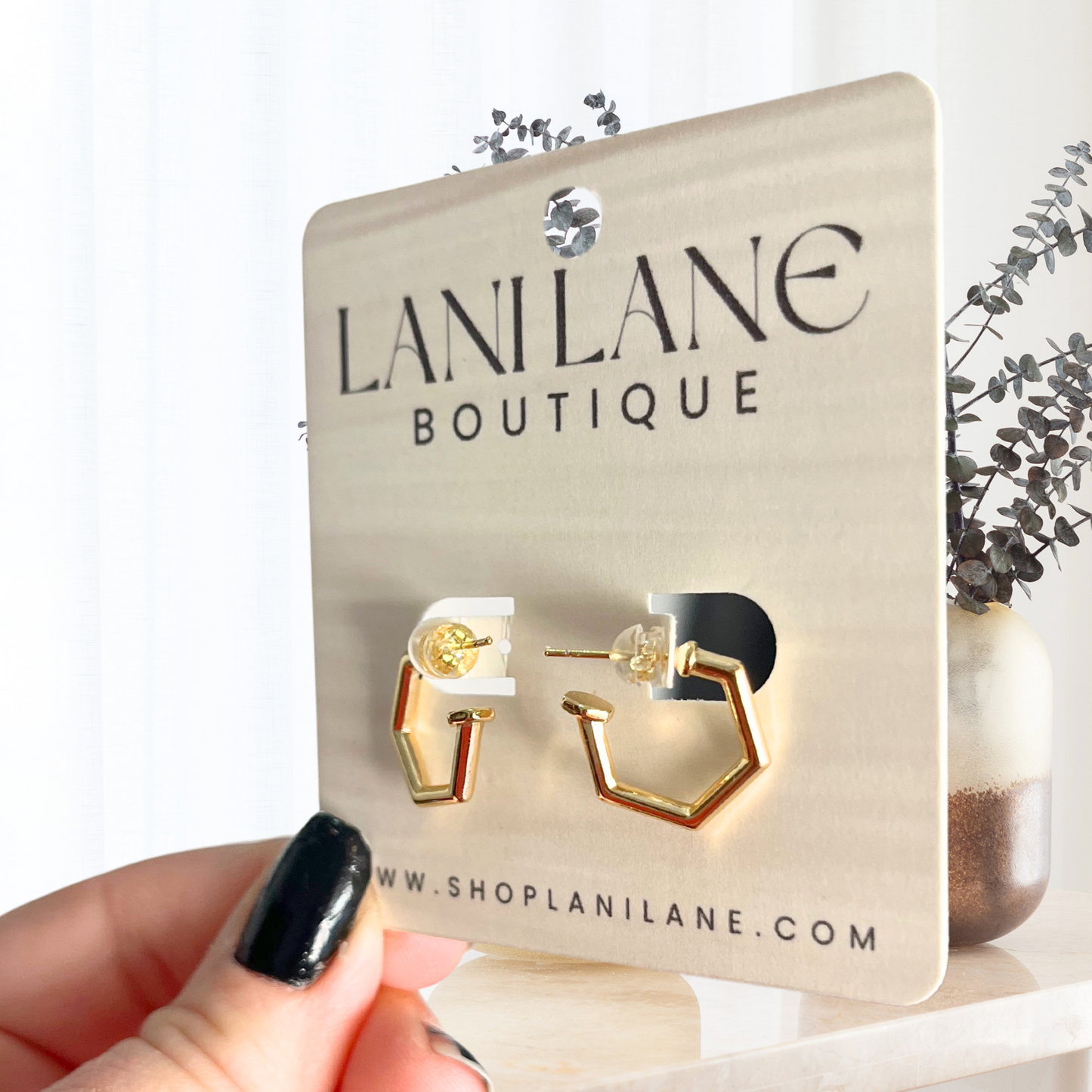 14K Gold Filled Hexagon Earrings
