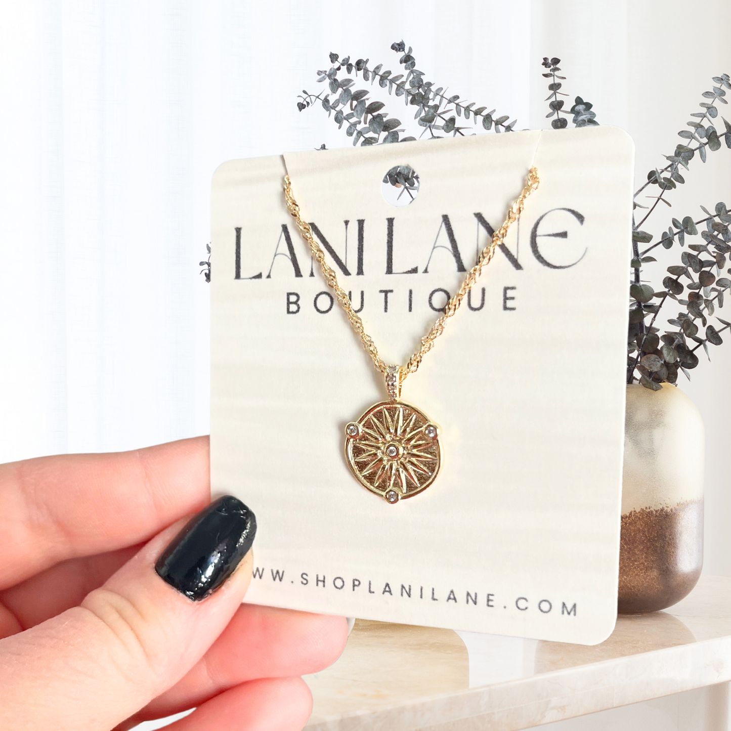 14K Gold Filled Sunburst CZ Necklace