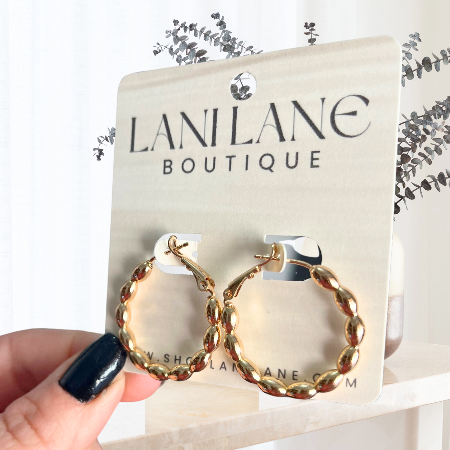 18K Gold Filled Beaded Hoop Earrings