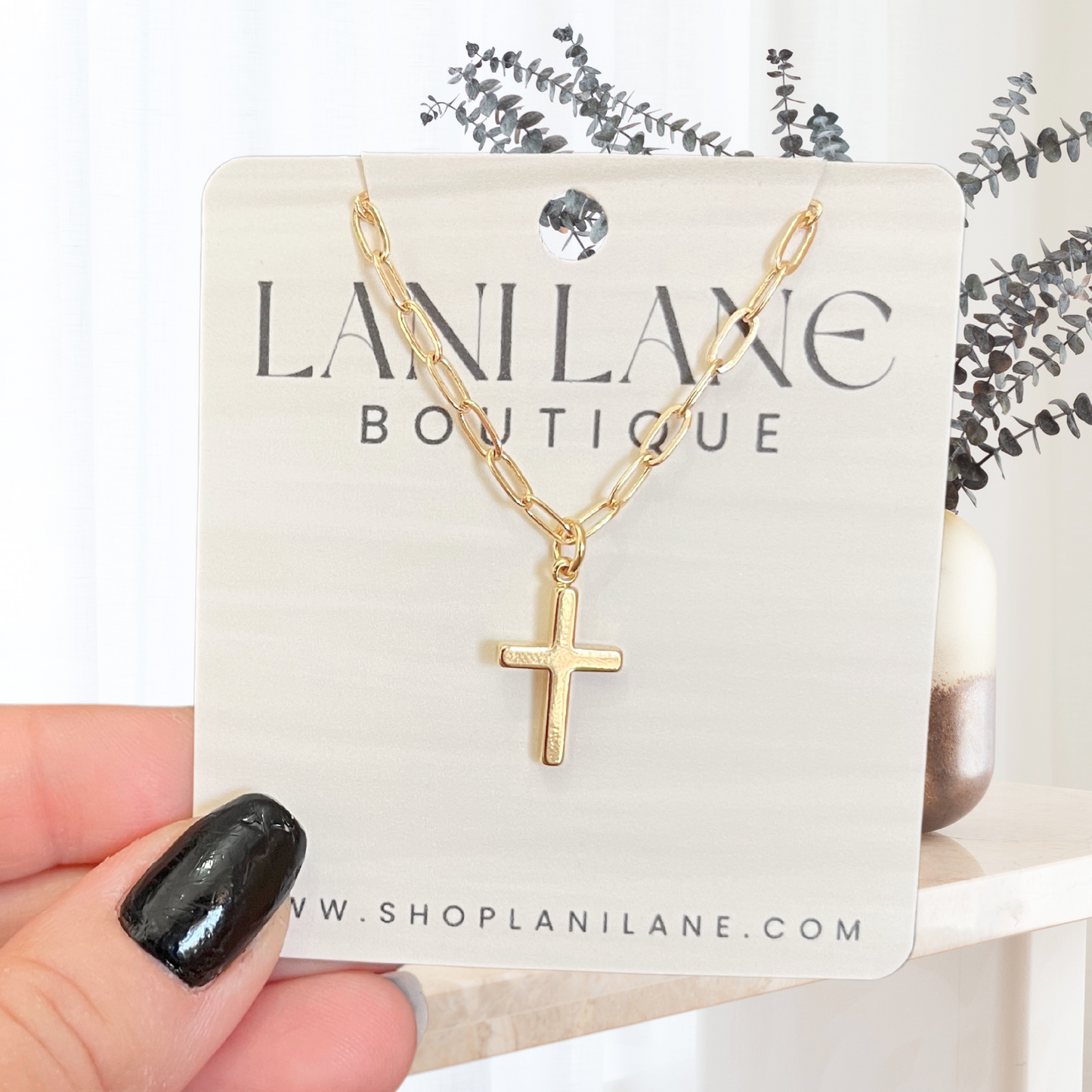 14K Gold Filled Cross Paperclip Chain Necklace