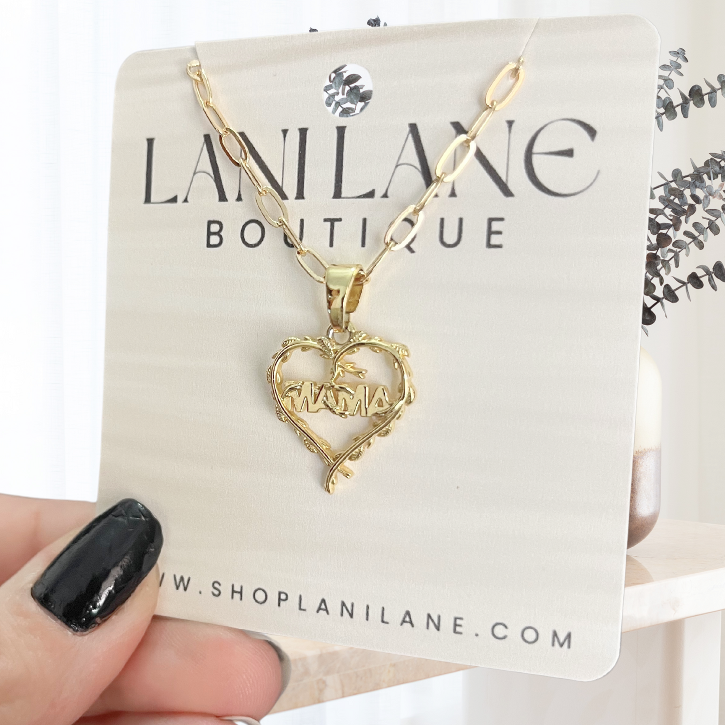 16k Gold Filled Ivy Wrapped Mama Necklace