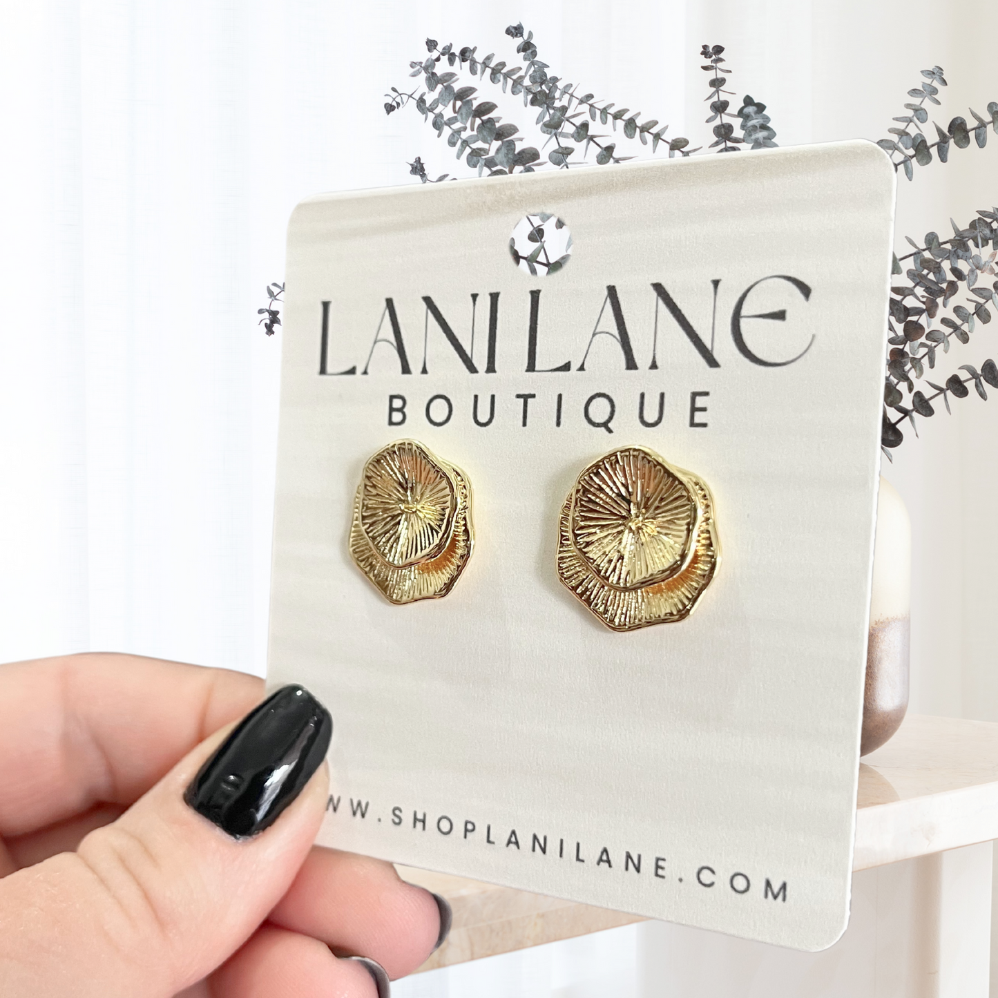 24K Gold Filled Thick Floral Stud Earrings