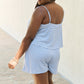 Culture Code Let It Happen Full Size Double Flare Striped Romper in Cobalt Blue