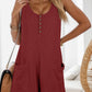 Waffle-Knit Scoop Neck Wide Strap Romper