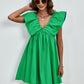 V-Neck Cap Sleeve Mini Dress
