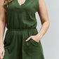 Zenana Forever Yours Full Size V-Neck Sleeveless Romper in Army Green