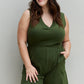 Zenana Forever Yours Full Size V-Neck Sleeveless Romper in Army Green