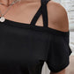 Asymmetrical Neck Short Sleeve Dress