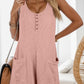 Waffle-Knit Scoop Neck Wide Strap Romper