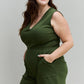 Zenana Forever Yours Full Size V-Neck Sleeveless Romper in Army Green