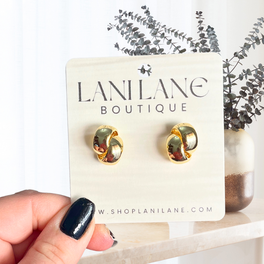 14K Gold Filled Thick Criss Cross Stud Earrings