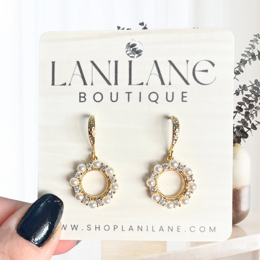 14K Gold Filled Elegant Pearl Dangle Earrings
