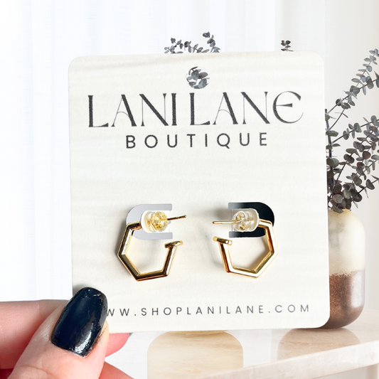 14K Gold Filled Hexagon Earrings
