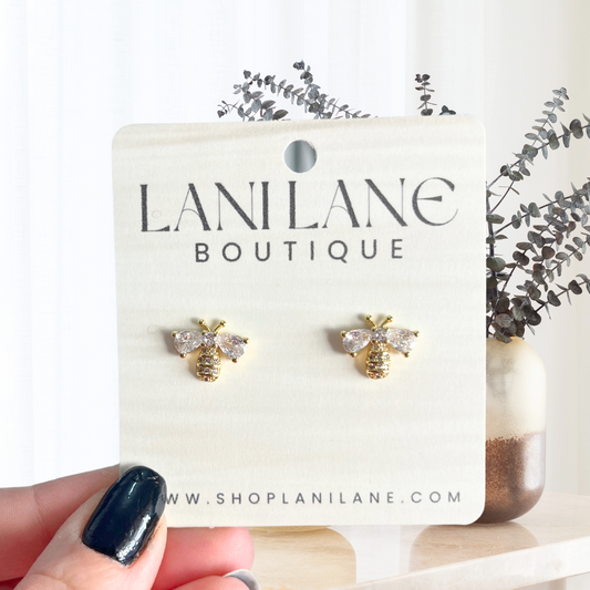 14K Gold Filled Earthy Bee Stud Earrings