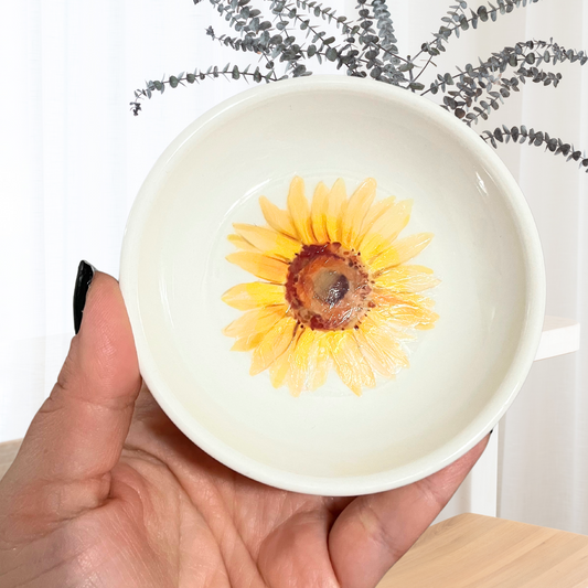 Sunflower Painted Jewelry Dish