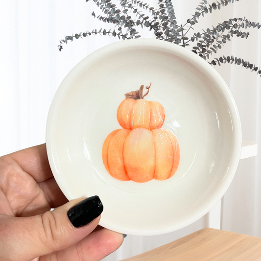 Fall Pumpkins Painted Jewelry Dish