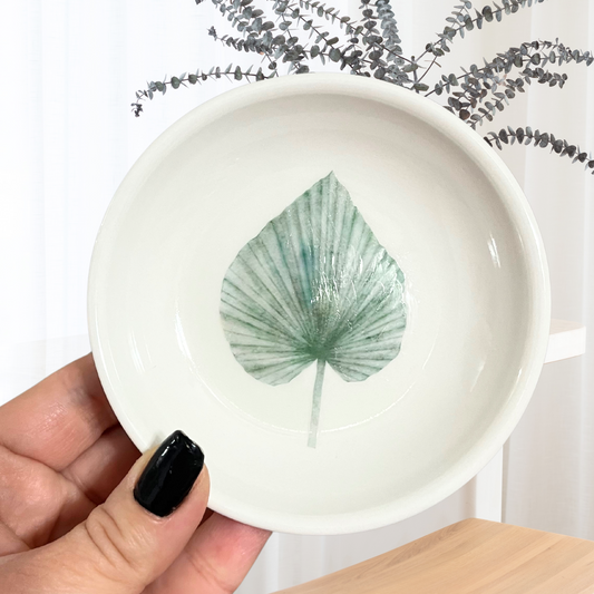 Earthy Leaf Painted Jewelry Dish