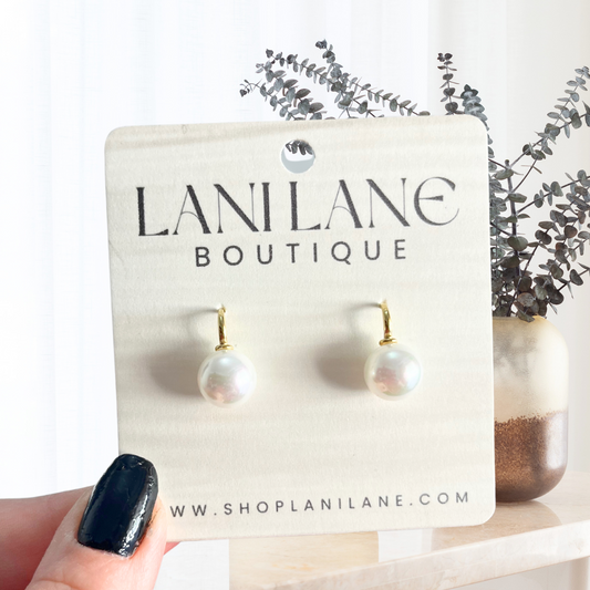 18k Gold Filled Pearl Drop Dangle Earrings