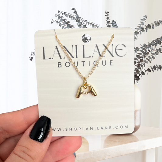 16k Gold Filled Heart Hands Necklace