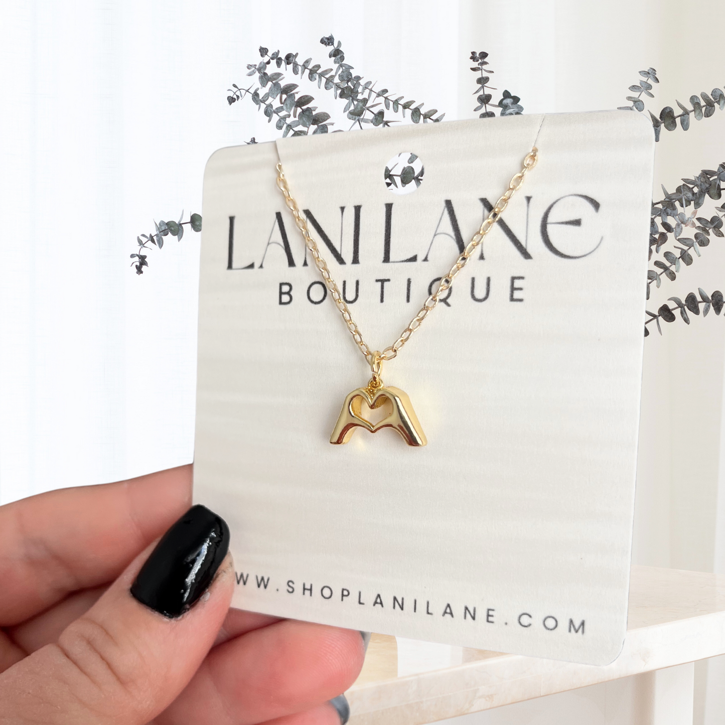16k Gold Filled Heart Hands Necklace