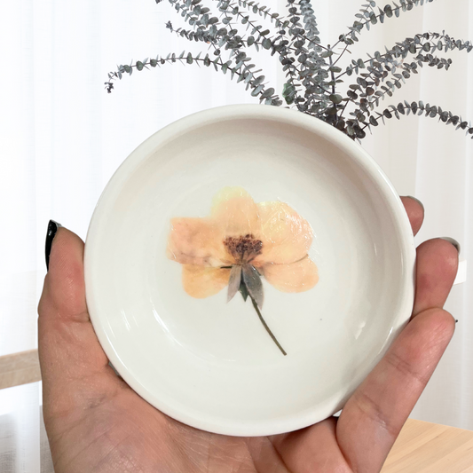 Peach Flower Painted Jewelry Dish