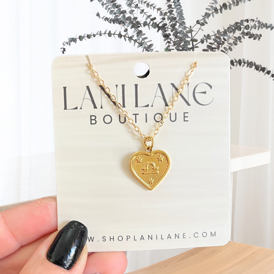 Zodiac Heart Gold Filled Necklace (All Zodiac Signs)