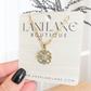 14K Gold Filled Aqua Heart Clover Necklace