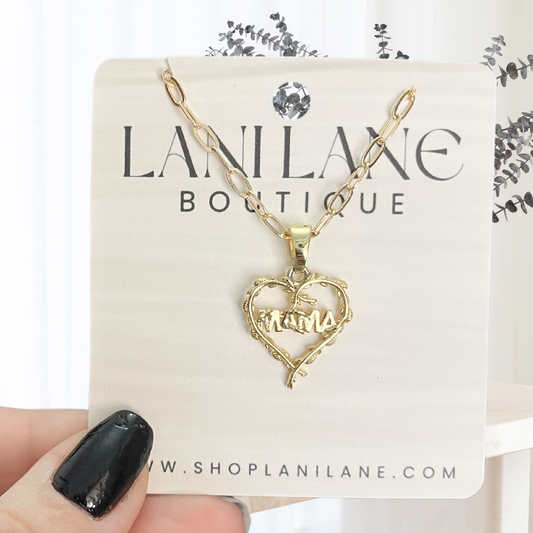 16k Gold Filled Ivy Wrapped Mama Necklace