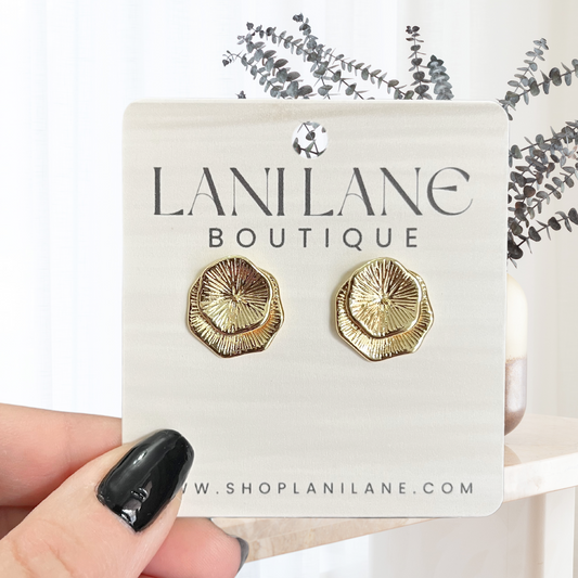 24K Gold Filled Thick Floral Stud Earrings