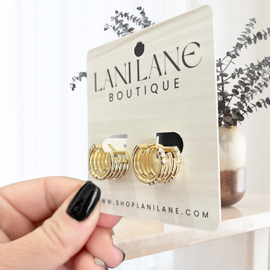 14K Gold Filled Thick CZ Modern Earrings