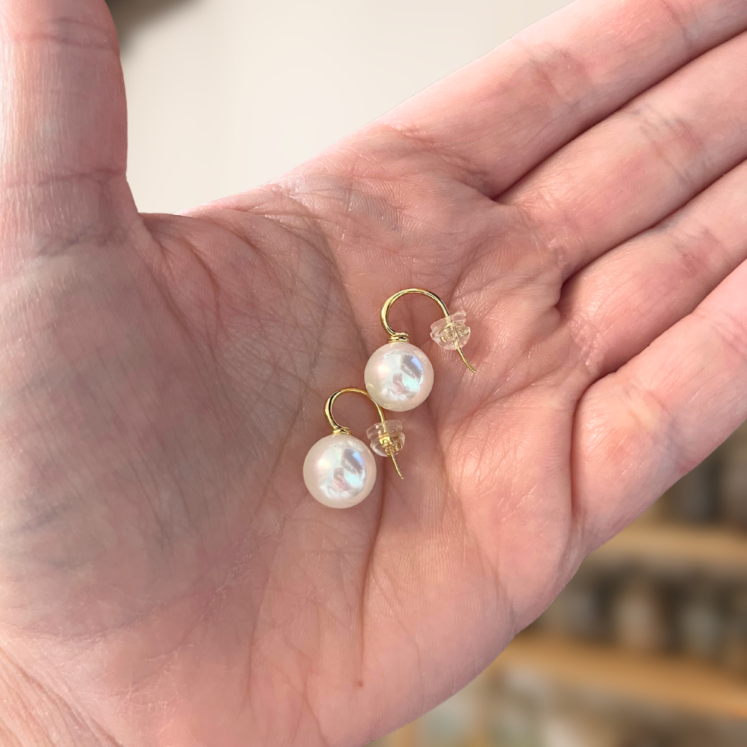 18k Gold Filled Pearl Drop Dangle Earrings