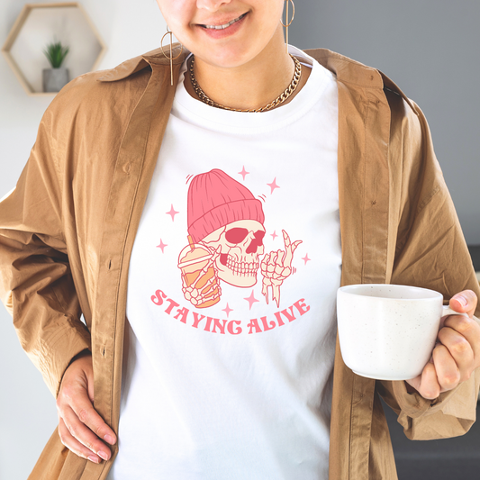 Adult Staying Alive Unisex Jersey Short Sleeve Tee