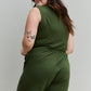 Zenana Forever Yours Full Size V-Neck Sleeveless Romper in Army Green