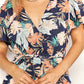 Botanical Print Surplice Neck Tie Waist Romper