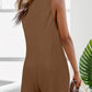 Waffle-Knit Scoop Neck Wide Strap Romper
