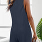 Waffle-Knit Scoop Neck Wide Strap Romper
