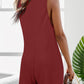 Waffle-Knit Scoop Neck Wide Strap Romper