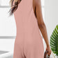 Waffle-Knit Scoop Neck Wide Strap Romper