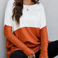 Contrast Boat Neck Long Sleeve T-Shirt