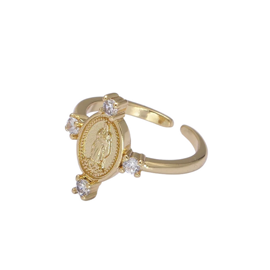 Virgin Mary Cross CZ Ring